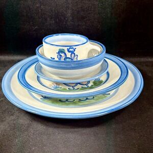 M A Hadley Place Setting Chicken Design 11" Plate 9" Plate 5" Bowl Cup Saucer